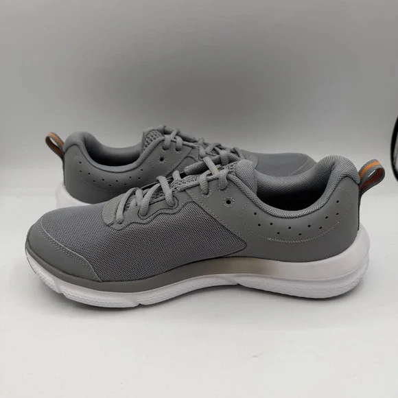 Under Armour UA Charged Assert 10 Shoes Mens 9.5 Grey/Orange Running Sneakers